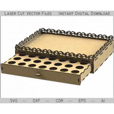 Dekorativ Skuffe med Glidende Skuffe - Laser Cut Vektor-Fil