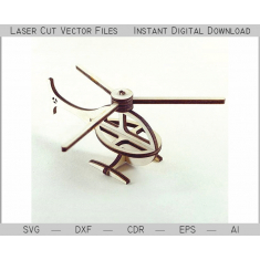 Helicopter Laser Cut Vector Template