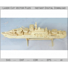 Military Cruiser Laser Cut Vector Template