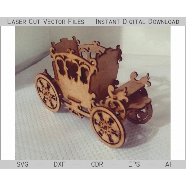 Viktoriánské Kočár 3D Laser Cut Vektor Šablona Viktoriánské Kočár 3D Laser Cut Vektor Šablona