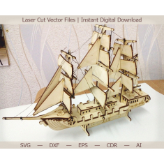 Tall Sailing Ship Laser Cut Vector Template
