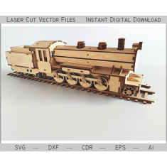 A Locomotiva a vapor em 3D de Corte a Laser Modelo de Vetor de