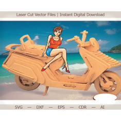 3D de la motocicleta de Corte Láser de Vector de Plantilla
