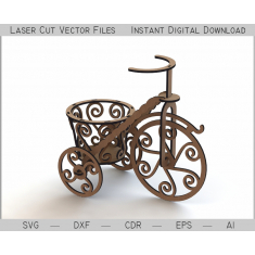 Laser Cut Bicycle Basket Tricycle Planter