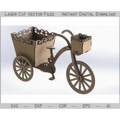 Tricycle Bike Basket Laser Cut Vector Template