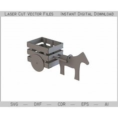 Horse Cart Laser Cut Vector Template