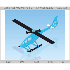 Helicóptero 3D, Corte Láser Vector Plantilla