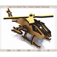 File Vektor Pemotongan Laser Helikopter 3D