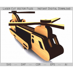 Military Helicopter Laser Cut Vector Template
