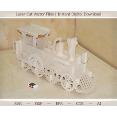 A Locomotiva a vapor Modelo 3D de Corte a Laser de arquivos Vetoriais