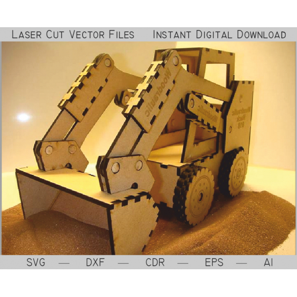 Bulldozer Taglio Laser File Vettoriale — Edificabile Compensato Modello (SVG, DXF AI)