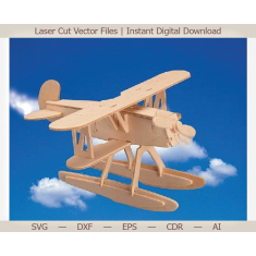 Hidroavion Bimotor Cu Laser Tăiat Vector Șablon
