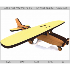 วินเทจ Biplane เลเซอร์ตัดต้นแบบเว็กเตอ-ไม้เครื่องบินนางแบบ