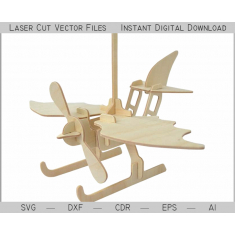 Hidroavionul 3D cu Laser Tăiat Vector Șablon
