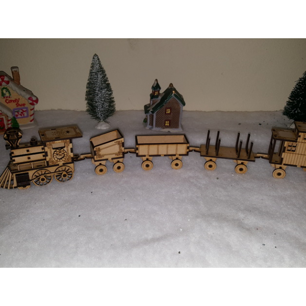 Christmas Train Laser Cutting Vector File for Wooden Holiday Decor Christmas Train Laser Cutting Vector File for Wooden Holiday Decor