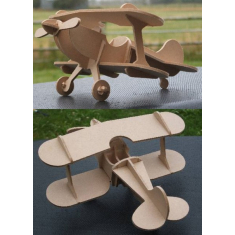 Biplane खिलौना मॉडल लेजर काटने टेम्पलेट वेक्टर