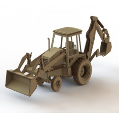 Backhoe लोडर ट्रैक्टर - लेजर काटने टेम्पलेट वेक्टर