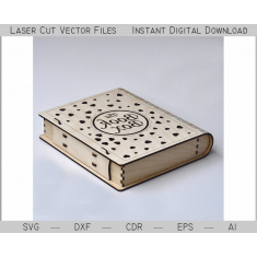 Bogen Box - Laser Cut Vektor Skabelon for Bog-Formet Træ-Box