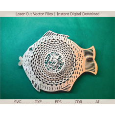 Layered Fish Mandala Laser Cut Vector File - Instant Download