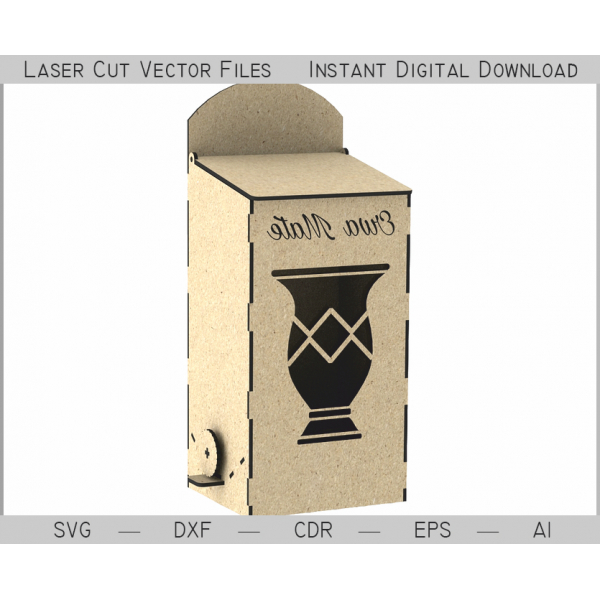 Wall-Mounted Decorative Box Laser Cut Vector Template with Vase Cutout Wall-Mounted Decorative Box Laser Cut Vector Template with Vase Cutout