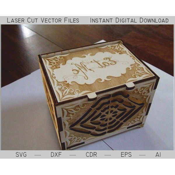 Hingedega Dekoratiivne Kast, Laser Cut Vector Template Hingedega Dekoratiivne Kast, Laser Cut Vector Template