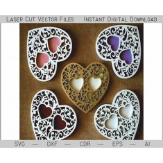 Anello Di Nozze Stand Cuore - Taglio Laser Modello Vettoriale