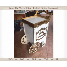 Popcorn Cart Serving Tray - Laser Cut Vector Template