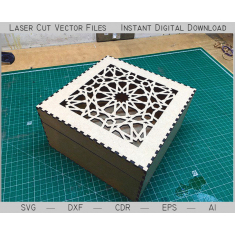 Decorative Box with Geometric Pattern - Laser Cut Vector