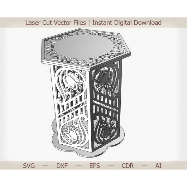 Hexagonal Filigree Bench Vector Template - Laser Cut Design Hexagonal Filigree Bench Vector Template - Laser Cut Design
