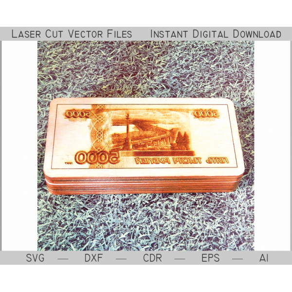 5000-Style Banknote Money Box Vector Template for Laser Cutting
