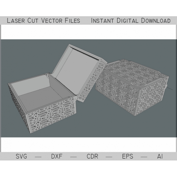 Ornate Carved Casket Box – Laser Cut Vector Template (SVG, DXF, AI) Ornate Carved Casket Box – Laser Cut Vector Template (SVG, DXF, AI)
