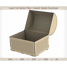 Decorative Chest Vector Template - Curved Lid Laser Cut File