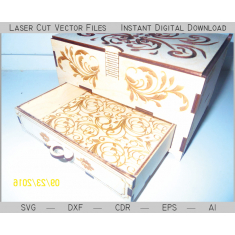 Drawer Box with Sliding Drawer - Laser Cut Vector File