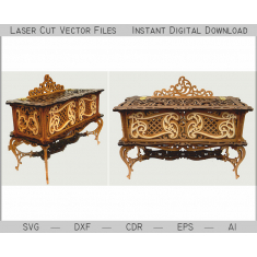 Patterned Box on Legs - Laser Cut Vector Template