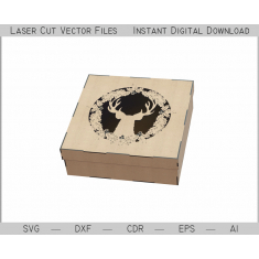 Casket Deer - Deer Wreath Laser Cut Box Vector