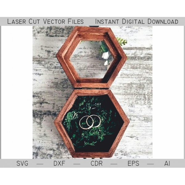 Hexagon Kroužek Rakev Laser Cut Vektorové Souboru Hexagon Kroužek Rakev Laser Cut Vektorové Souboru