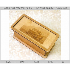 Money Box with Car Engraving - Laser Cut Vector Template