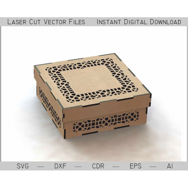 Decorativo Quadrado Caixa De Corte A Laser Modelo De Vetor De Decorativo Quadrado Caixa De Corte A Laser Modelo De Vetor De