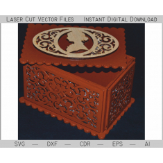 Decorative Lidded Box (Scalloped Filigree) - Laser Cut Vector Template