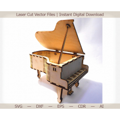 Casket piano (Grand Piano Keepsake Box) - Laser Cut Vector Template