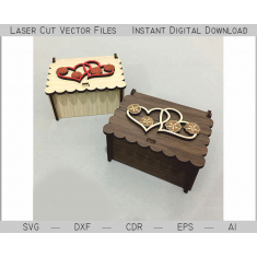 Casket with Hearts — Laser Cut Vector Template