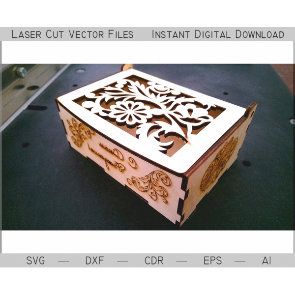 Floreale Scrigno Casella Di Taglio Laser Modello Vettoriale Floreale Scrigno Casella Di Taglio Laser Modello Vettoriale