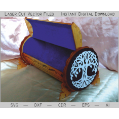Casket Tube Box with Tree of Life - Laser Cut Vector File