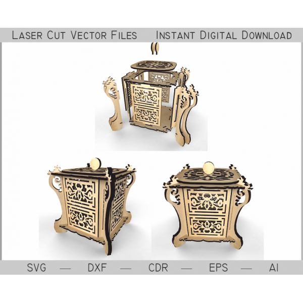 Kinesisk Te Box Laser Cut Vektor Skabelon Kinesisk Te Box Laser Cut Vektor Skabelon