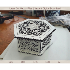 Hexagonal Lace Box - Laser Cut Vector Template