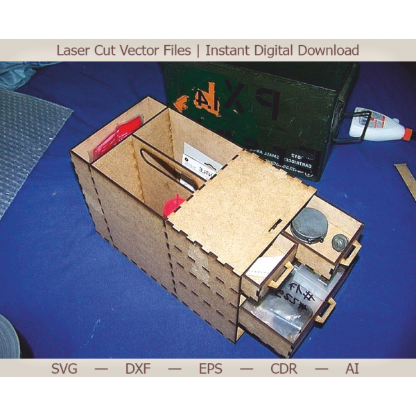 Modular Organizer Box Laser Cut Vector Template (SVG DXF EPS) Modular Organizer Box Laser Cut Vector Template (SVG DXF EPS)