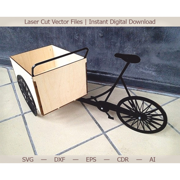 Bike Box Cargo Trailer - Laser Cut Vector File Bike Box Cargo Trailer - Laser Cut Vector File