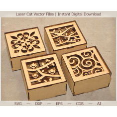 Hinged Lid Decorative Box Template - Vector Files