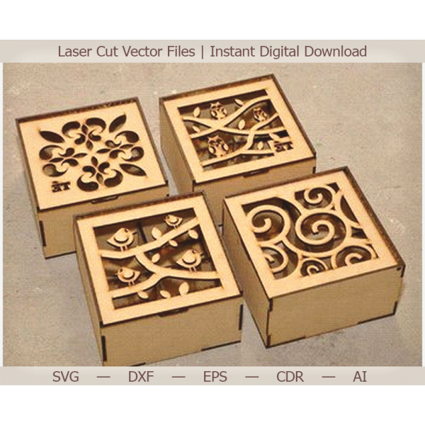 Hinged Lid Decorative Box Vector Template for Laser Cutting Hinged Lid Decorative Box Vector Template for Laser Cutting