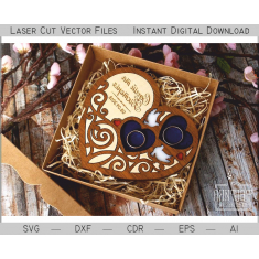 Svatební Srdce Pod Prsteny - Prsten Srdce Box Laser Cut Vektor